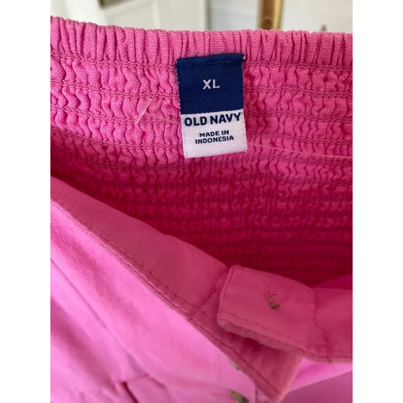 Old Navy Pink Linen Mini Dress Puff Sleeve Button Front Beach Resort Coquette XL - Picture 6 of 8